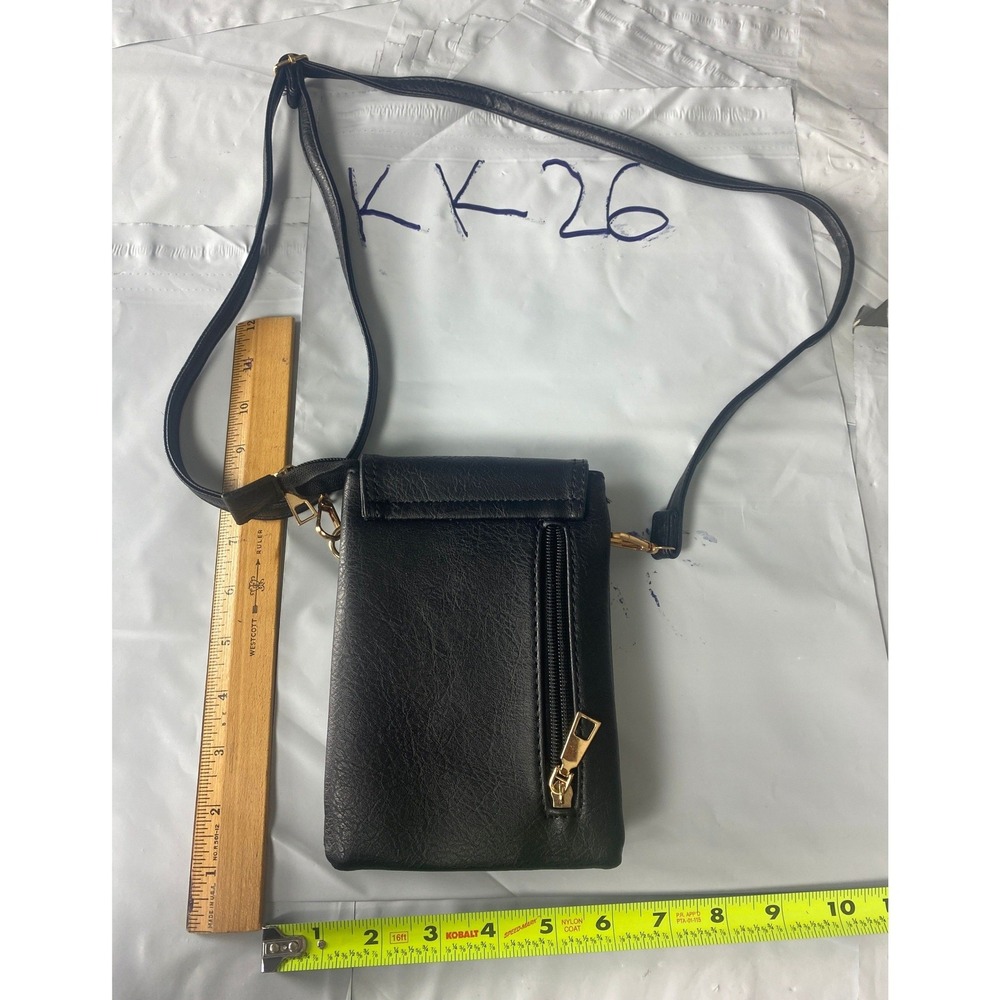 Black Leather Mini Crossbody Bag Small Phone Purse Adjustable‎ Strap